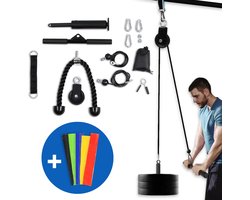 BeneFit Gear Kabelsysteem - Fitness - Katrol - Krachtstation - Homegym - Triceps Touw & Bar - Inclusief Weerstandsbanden