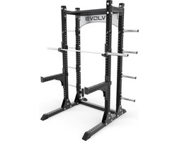 Evolve Fitness HR208 - Squat Rack / Squat Rek / Half Rack Krachtstation - Commercieel gebruik of Professionele Home Gym - Duurzaam Frame - Volledig Verstelbaar - Pull-Up Bar - 1000KG Belastbaar - 8 Opslagpinnen - Goede Garantievoorwaarden