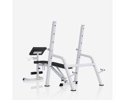 Gorilla Sports Halterbank met Squat Rack - Haltersteunen met 6 standen - Wit