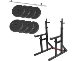 Gorilla Sports Multi Squat Rack + 40 kg halterset - Halterstang met gewichten