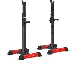 ISE® Squat Rack - Power Rack - Haltersteunen - Squat - Halterstandaard - Power Rack Krachtstation - Squatrek - Krachtstations - Bench Press - Home Gym - Home Gym Krachtstation - 6 Verstelbare Hoogtes - Antislip Voetsteunen - Beginners & Gevorderden