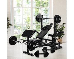 Krachtstation - Squat rack - Squat rek - Power rack - Power rack krachtstation - 115 kg - Metaal - Wit - 180 x 125 x 110 vm