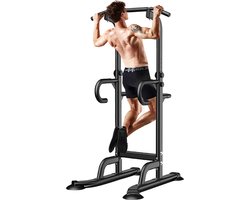 Krachtstations - Power Tower - Pull up and Dip station - pull-uptoren -Optrekstang - multifunctioneel fitness-trainingsapparaat - voor core & bovenlichaam krachttraining thuis gym -zwart