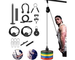 Luxari - Fitness Kabelsysteem Pro – Thuis sporten met diverse handgrepen – Katrol - Tricep Touw – Pulley - Krachttraining