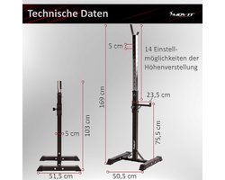 MOVIT® Squat Rack - Haltersteunen - Safety Spotters - Verstelbaar - Belastbaar tot 250 kg - Wit