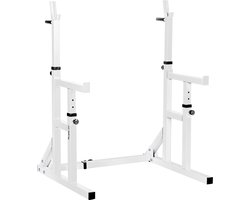 MOVIT® Squat rack PRO - Squat Rek - Verstelbaar - Haltersteunen - Dipsteunen - Power Rack - Wit