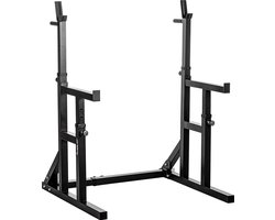 MOVIT® Squat rack PRO - Squat Rek - Verstelbaar - Haltersteunen - Dipsteunen - Power Rack - Zwart