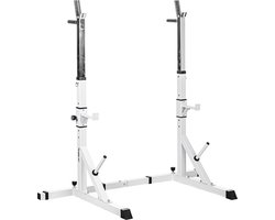 MOVIT® Squat rack - Squat Rek - Verstelbaar - Haltersteunen - Dipsteunen - Power Rack - Wit