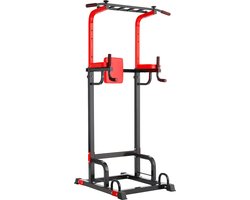 Power Tower Dip Station optrekstang voor thuisfitnessstudio, krachttraining, trainingsuitrusting, in hoogte verstelbaar van 165-210 cm, laadcapaciteit tot 200 kg HMTM-CS8713