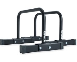 PowrX© Dip Bar (paar) incl. Workout - Push Up Training Device Stand Bar - Dip Station - Fitness Rack - Dip Stations (Zwart mat, 53 x 38,5 x 35,5 cm)