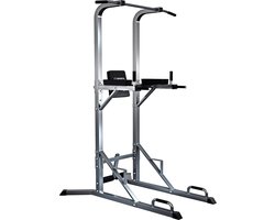 Pull up station - Power tower krachtstation - Pull up rek - Optrekrek - Fitness - Pull up bars - Optrekbar - 33 kg - Staal - Zilver - 115 x 217 x 110 cm