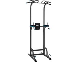 Rebel Active Multifunctioneel Pull Up Station en Krachtstation - Hoogteverstelling - Fitnessapparatuur Dip Station Verstelbaar 130kg - Zwart