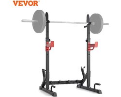 RM Store® - Squat Rek - Squat Standaard - Power Rek - Verstelbaar - Multi Functioneel Barbell Rek - Inclusief Haak - Opbergbevestiging - Compact Design - Max. 272 KG - Zwart