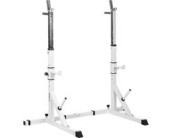 Squat rack - Squat - Power rack - Haltersteunen - Krachtstation - Halter - 79 x 80.5-116 x 110-165 cm - Wit