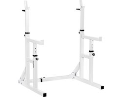 Squat rack - Squat - Power rack - Haltersteunen - Krachtstation - Halter - 96.5 x 80.5-116 x 104-164 cm - Wit