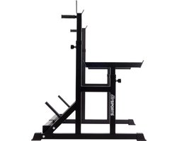 Squat rack - Squat rek - Power rack - Power rack krachtstation - 32 kg - Staal - Met dipstation - Verstelbaar - Halterrek voor bankdrukken - Zwart - 100 x 96 x 164 cm