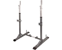 Toorx Fitness Squat Rack - Verstelbaar in hoogte en breedte - Max 200 kg - Haltersteunen - Grijs metallic