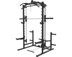 Toorx Fitness WLX-90 Power Rack met Smith Machine - 220.8 cm hoog - Krachtstation met Pull up Bar - Squat Rack - Power Cage Homegym - met Lat Pulldown en Pulley