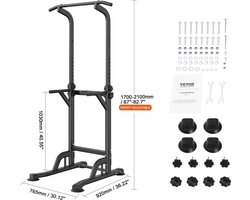 Trovado Pull Up Bar - Pull Up Station - Fitnessapparatuur Voor Thuis - Home Gym - Krachtstation - Krachttraining - In Hoogte Verstelbaar - Draagvermogen tot 150kg