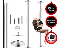 Venom Sports® DANCE POLE – Verstelbare danspaal – Dance Pole – 275 cm hoog – 2 standen – Silicone pad – Zilver