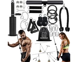 XXL Kabelsysteem Set - 24 Delig - Antislip Handvat - Krachttraining - Fitness - Voor Triceps, Biceps, Armen, Onderarm, Schouder - Thuis Fitness