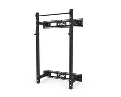 ZEUZ Opvouwbaar Wandrek - Opklapbaar Halterrek voor Squats, Bench Press, Pull-Ups & Krachttraining – Squat & Power Rack - Halter & Gewichten Rek – 1.25 x 0.63 x 2.3 Meter - Zwart