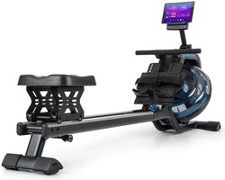 Flow M2 Waterroeiapparaat Roeitrainer - Gewrichtsbeschermend - 80 Cm Lange Glijrails - Waterweerstand: 6 Standen / Max. 14 Liter - Ruimtebesparend - Trainingscomputer Met LC Display - Tablethouder - Aluminium & Staal - Zwart