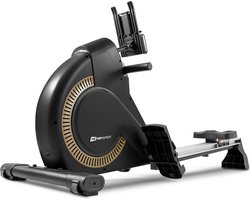 Hop-Sport HS-095R Spike roeitrainer opvouwbaar voor thuis incl. mat - roeitrainer met magnetische weerstand, LCD display, 12 programma's, wedstrijdmodus en WATT functie, tot 150 kg, Gouden