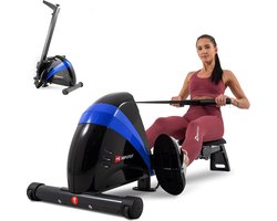 Hop-Sport Magnetische Roeier HS-030R Boost, 10 Niveaus Van Stille Magnetische Weerstand, Vliegwiel 9 kg, Indoor Opvouwbare Roeimachine, LCD Monitor en Transport Wielen, voor Thuisgebruik, max. 120 kg