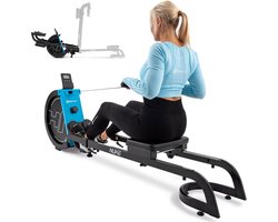 Hop-Sport Magnetische Roeier HS-075R Nuke, 16 Niveaus Van Stille Magnetische Weerstand, Vliegwiel 9 kg, Indoor Opvouwbare Roeimachine, LCD Monitor en Transport Wielen, voor Thuisgebruik, max. 135 kg Blauw