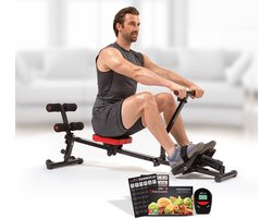 Kendox RowShaper - Roei-apparaat voor thuis - Fitnessapparaat voor cardio- en krachttraining - Fitness Roeiapparaat met LCD Display voor thuistraining - Belastbaar tot 120 kg - Mail Order Edition