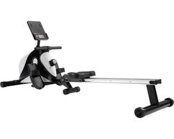 Merax Inklapbaar Roeimachine - Indoor Roeitrainer met Magnetisch Remsysteem - Fitnessapparaat met 8 Weerstandniveaus - Wit met Zwart