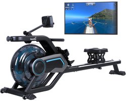 Skandika Nemo V Water Roeimachine –Water Roeimachine – Roeiapparaat – Roeitrainer fitness voor thuis, met waterweerstand, compatibel met Kinomap App, Bluetooth, computer, tablethouder, ruimtebesparende opstelling – Roeimachines - zwart