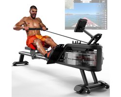 Waterroeimachine Opvouwbare Roeimachine Voor Thuisgymnastiek 160KG Gewichtscapaciteit Roeimachine Met Bluetooth APP LCD Scherm Tabletstandaard Voor Cardiotraining