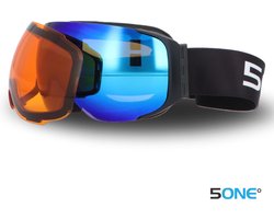 5one® Alpine 9 - Skibril met 2 Verwisselbare Lenzen - Blauw en Oranje