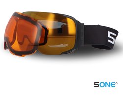 5one® Alpine 9 - Skibril met 2 Verwisselbare Lenzen - Brons en Oranje