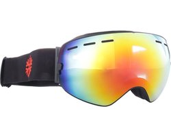 Frameless Skibril met Rood Spiegelglas - Mat Zwart - Snowboardbril - Categorie 3