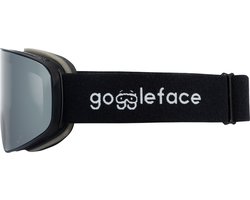 Goggleface - Straight Line Black | Snow Silver - skibril - goggle - silver - zwart