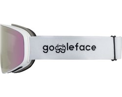 Goggleface - Straight Line White | Snow Pink - skibril - goggle - wit - roze - unisex