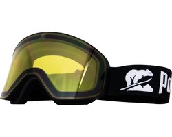 Luxe Magnetische Snowboardbril / Skibril Gele slecht weer Lens Zwart Frame + Beschermcase & Microfiber hoes - PolarShred - Anti fog - Cat.3 - 100% UV Bescherming - VLT 16%