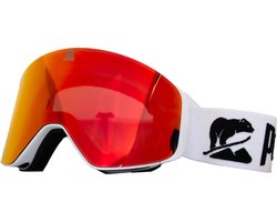 Luxe Magnetische Snowboardbril / Skibril Rode Lens Wit Frame + Beschermcase & Microfiber hoes - PolarShred - Anti fog - Cat.3 - 100% UV Bescherming - VLT 16%