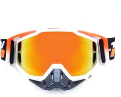 Motorbril/anti-UV antislipbril/racebril/skibril/motorfiets, off-road racen, ATV, ATV spons stofdichte bril/bril voor buitenactiviteiten voor volwassenen Wit en Oranje