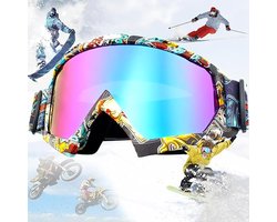 oCreon Skibril voor Dames en Heren - UV-Bescherming - Voor Brildragers - Snowboardbril - Kleurrijk