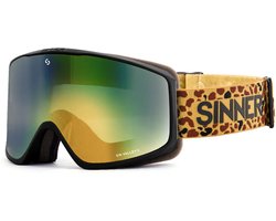 Sinner Sin Valley S Skibril - Zwart Luipaard + GRATIS EXTRA LENS | Categorie 3