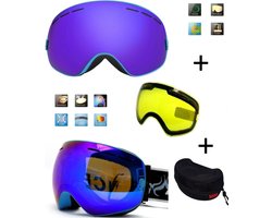 Ski bril met box en EXTRA lens Smoke Bleu frame Blauw F type 3 Cat. 0 tot 4 - ☀/☁