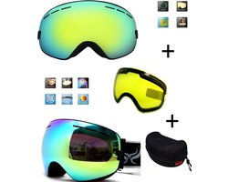 Ski bril met box en EXTRA lens Smoke Gold frame Zwart F type 4 Cat. 0 tot 4 - ☀/☁