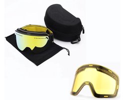 Ski bril met Skibril met magnetische lens Spiegel Blauw frame Groen Y type 5 Cat. 3 tot 4 - ☀/☁