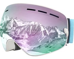 Skibril- Snowboardbril anti condens UV 400 (licht blauw)