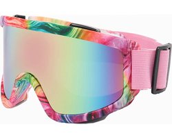 Skibril- Snowboardbril anti condens UV 400 (Roze)