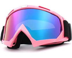 Skibril - Snowboardbril - Crossbril - Roze - Paars Blauw Spiegel